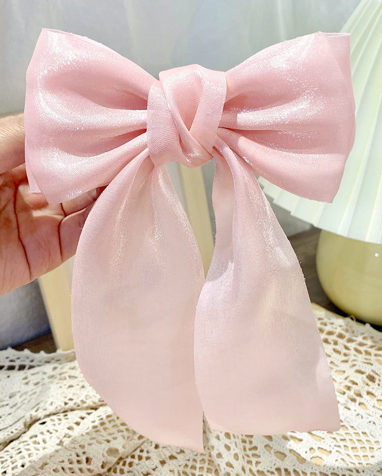 Pink Ribbon Bow Hair Clip
