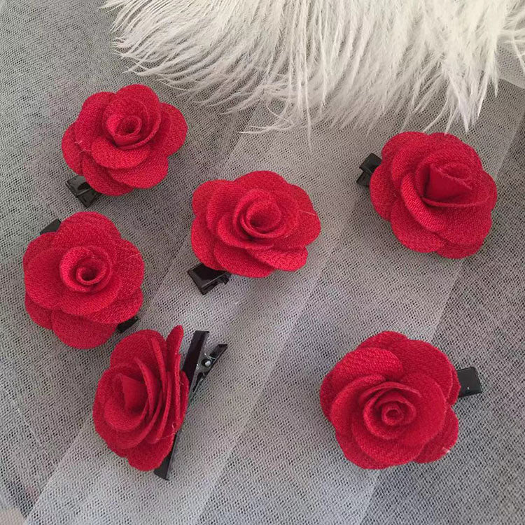 red rose fabric clip